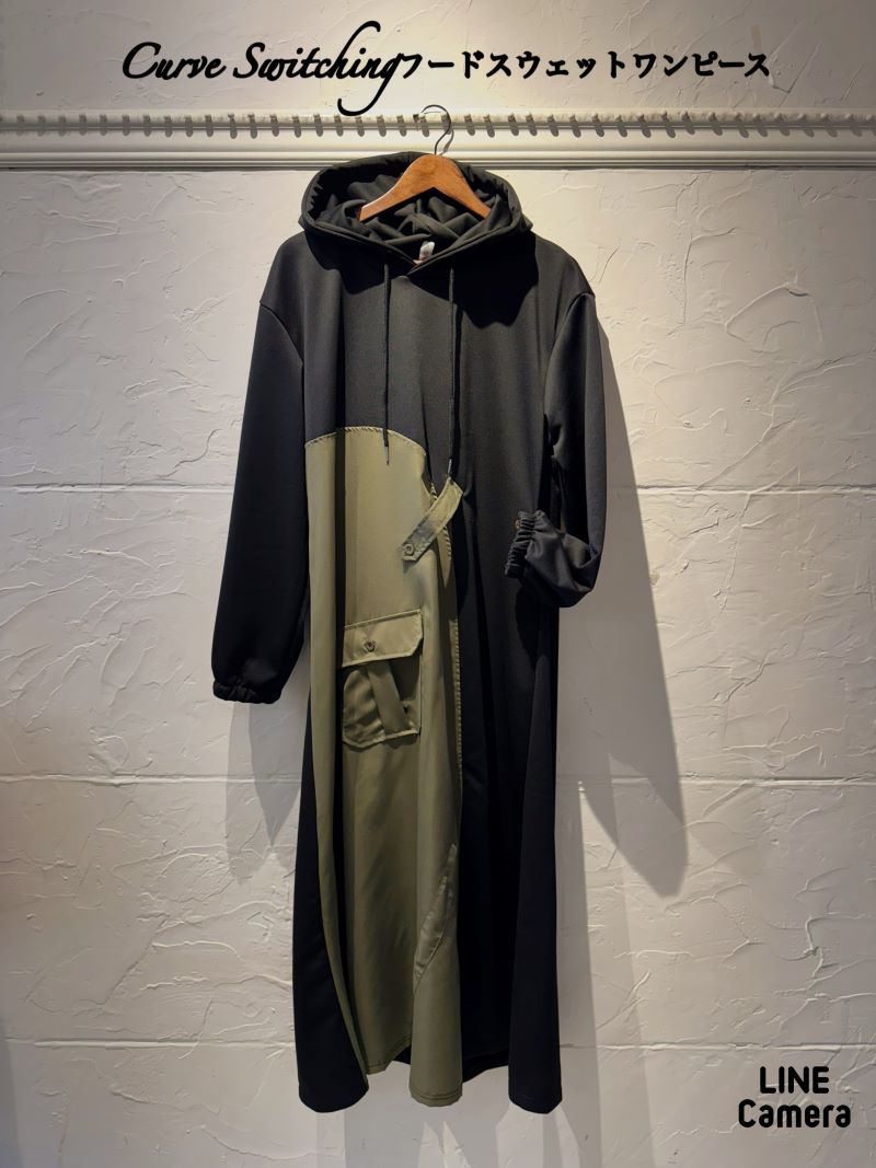 CurveSwitcheingフードスウェットワンピース
