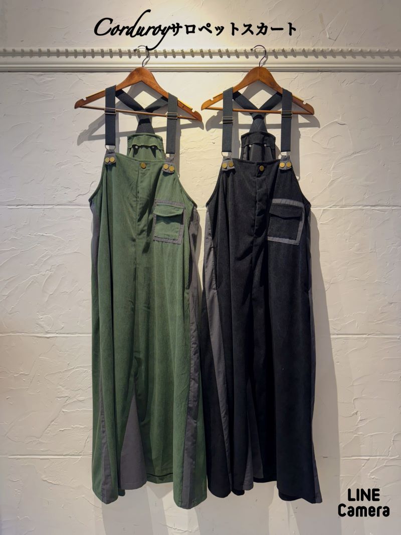 CorduroyBycolorサロペットスカート