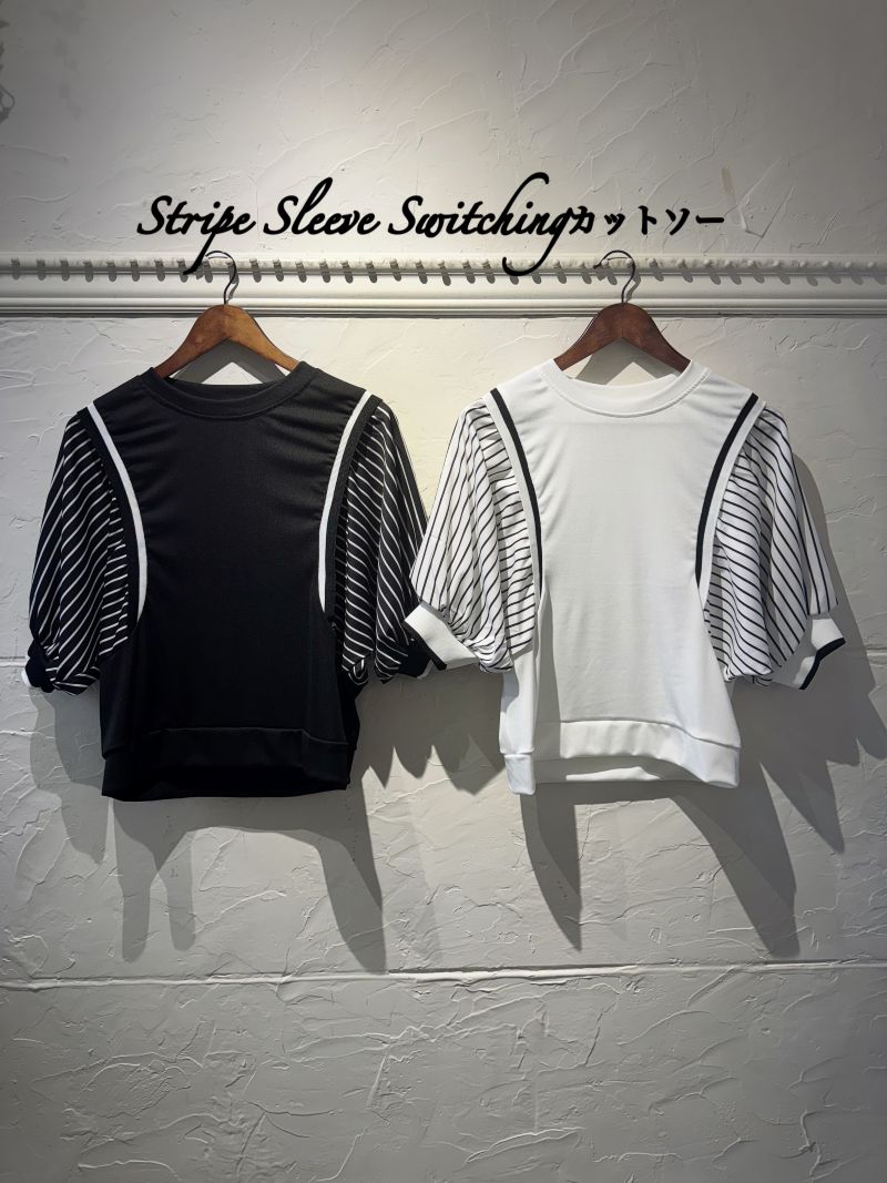 StripeSleeveSwitchingカットソー