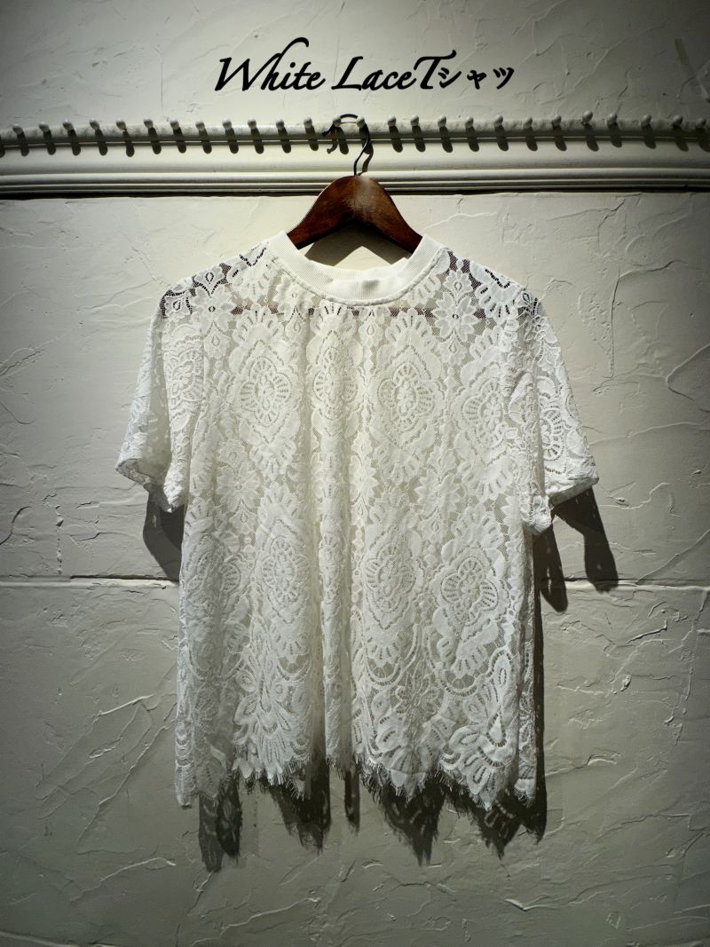 WhiteレースTシャツ