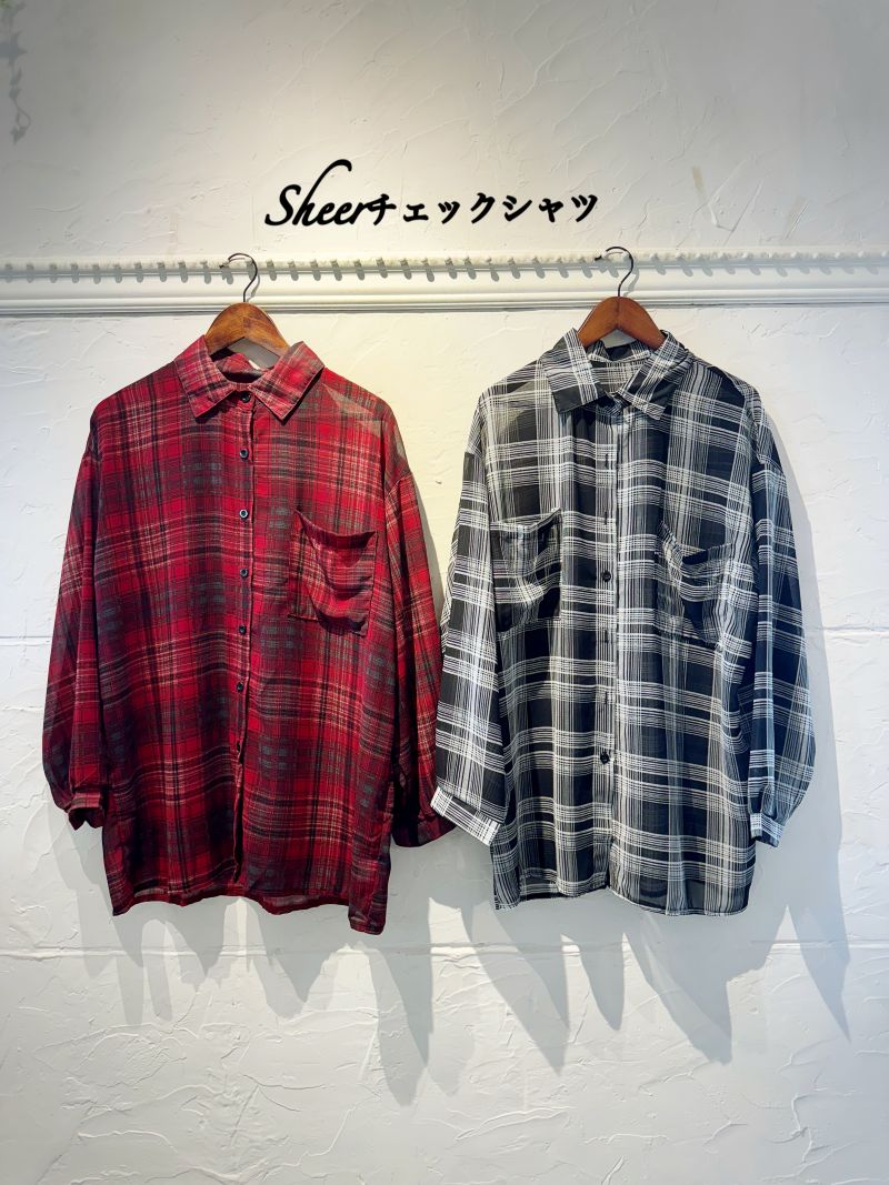 Sheerチェックシャツ