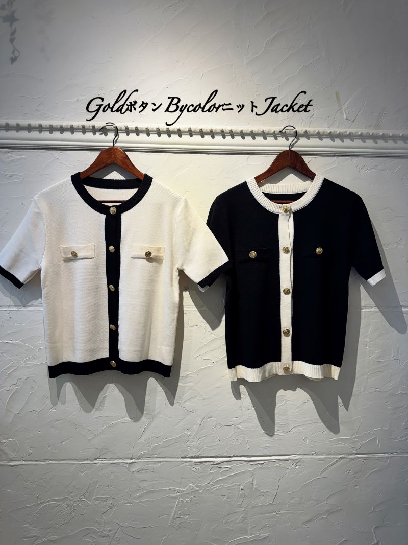 GoldボタンBycolorニットJacket