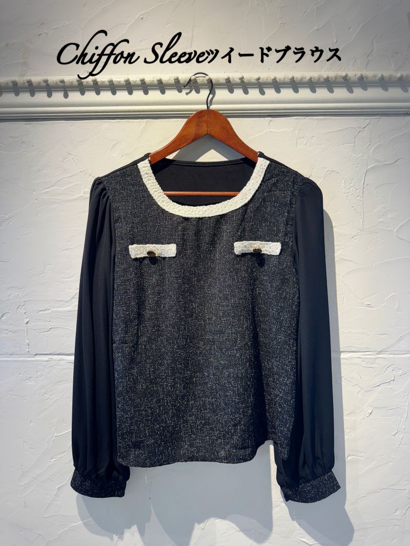 ChiffonSleeveツイードブラウス