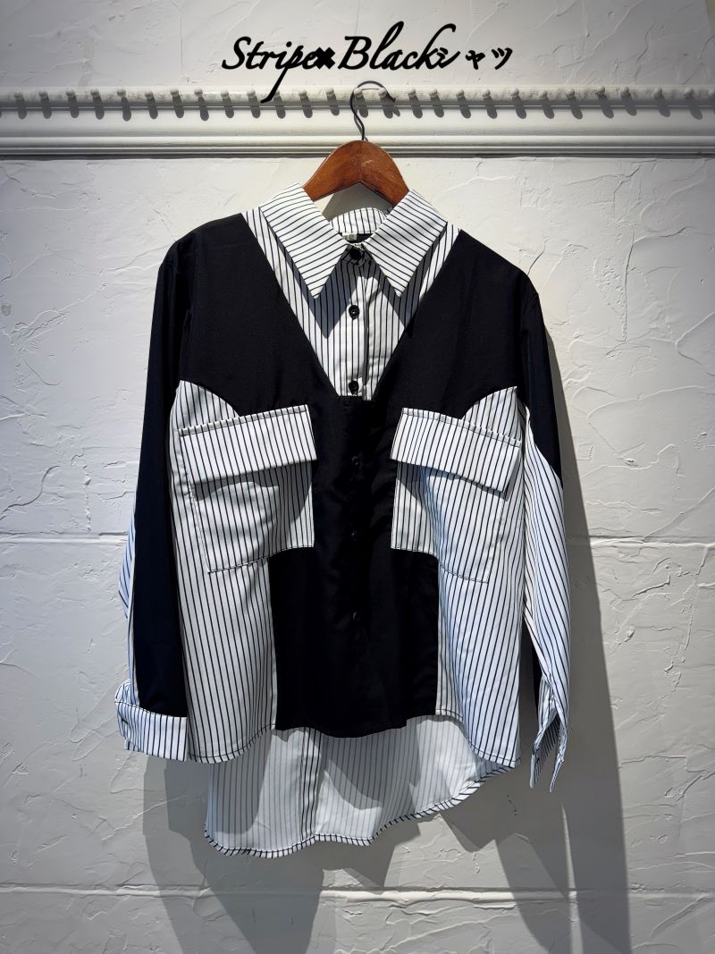 Stripe×Blackシャツ