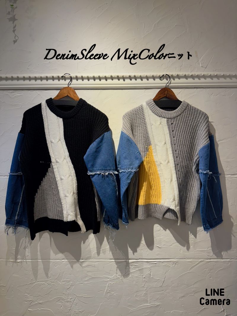 DenimSleeveMixColorニット