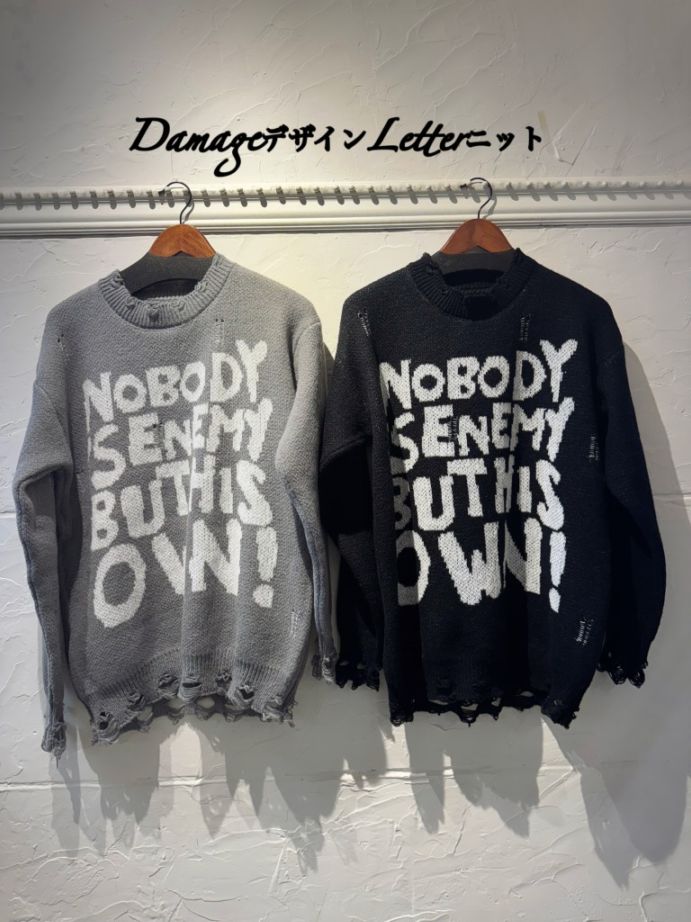 DamageデザインLetterニット
