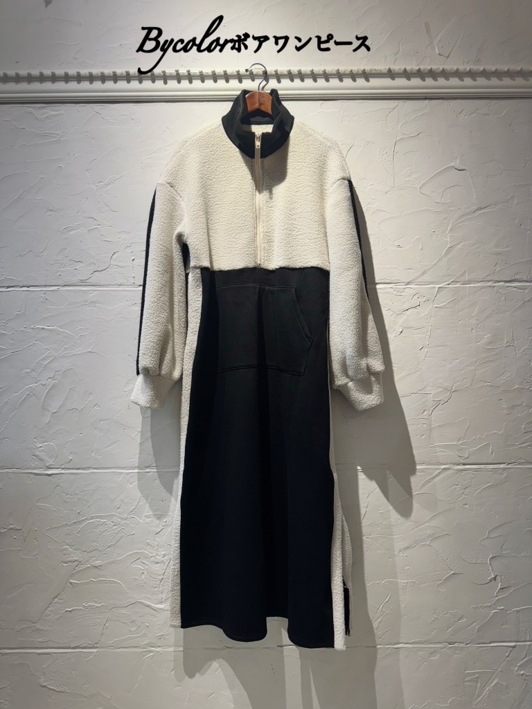 Bycolorボアワンピース