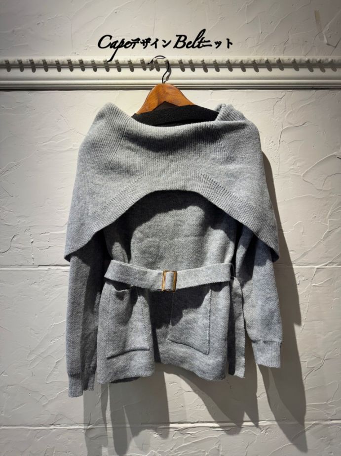 CapeデザインBeltニット