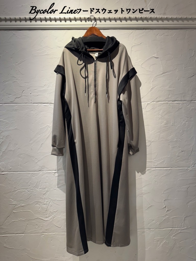 BycolorLineフードスウェットワンピース