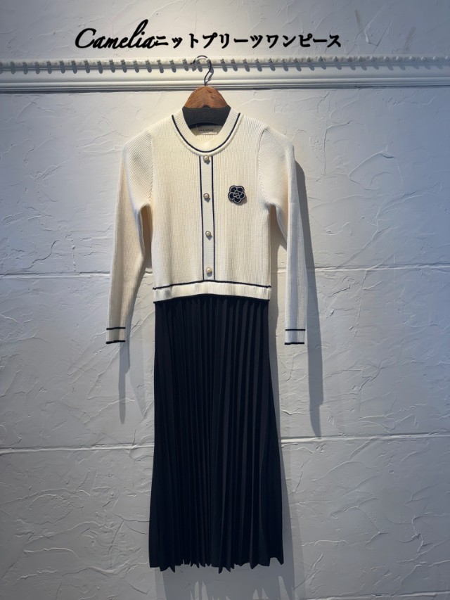 Cameliaニットプリーツスカートワンピース