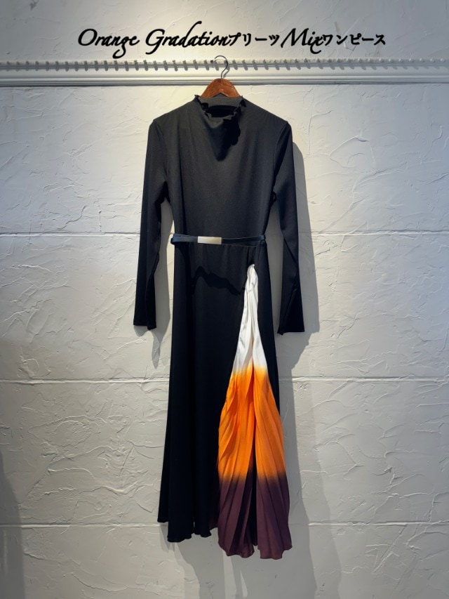 OrangeGradationプリーツMixワンピース