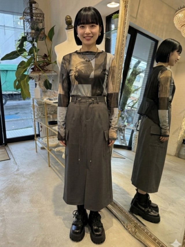 WaistシェイプCargoタイトスカート