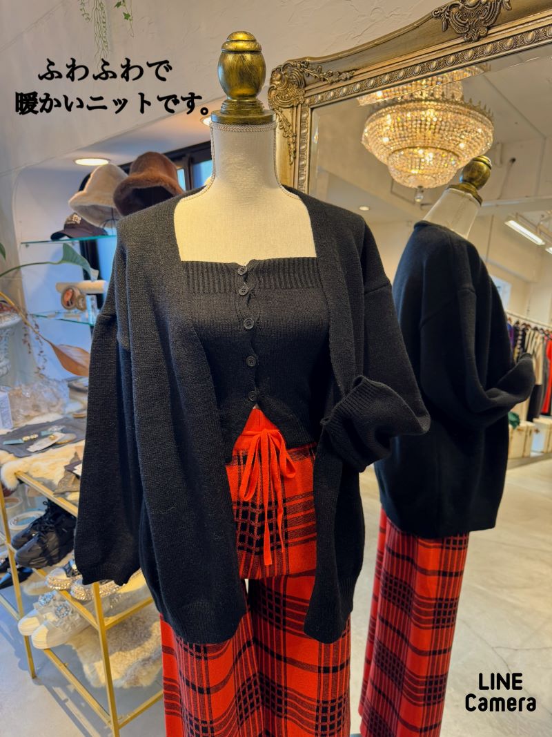 ニットベアTops＋カーディガン＋ニットスカート３点Set