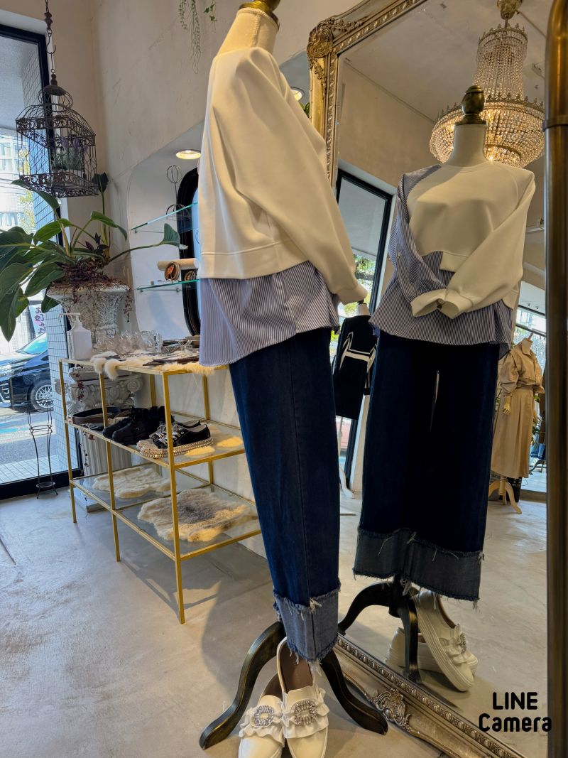 StripeシャツMixボンディングカットソー