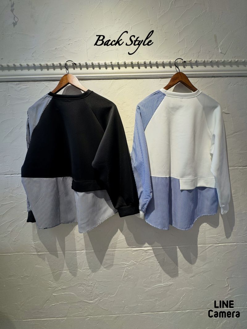 StripeシャツMixボンディングカットソー