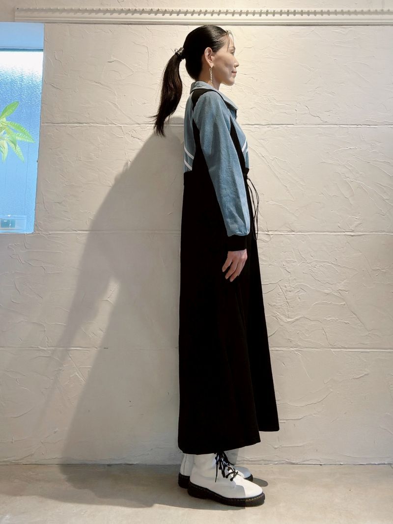 Denim×スウェットシェイプZipperワンピース