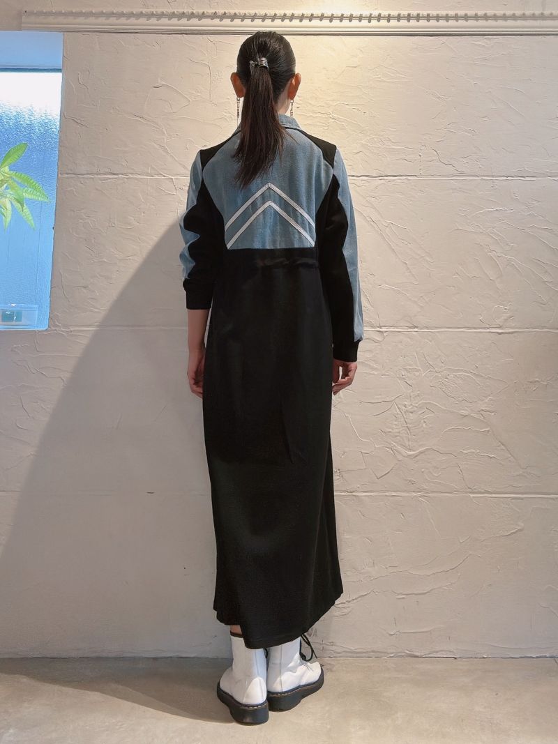 Denim×スウェットシェイプZipperワンピース