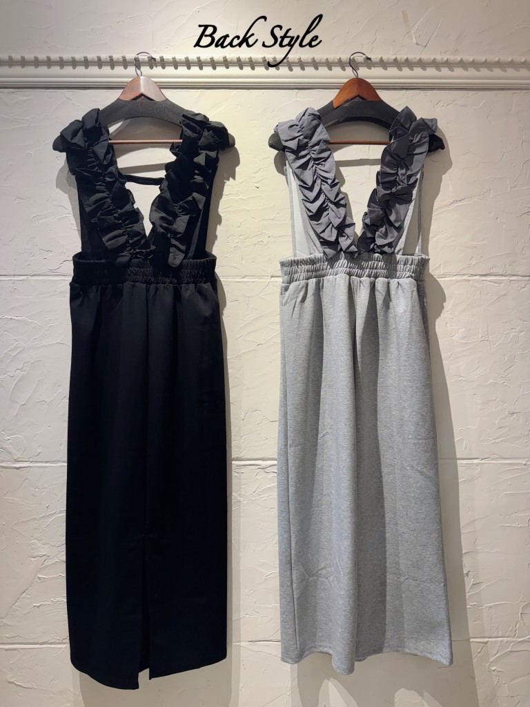 Shoulderフリルサロペットスカート