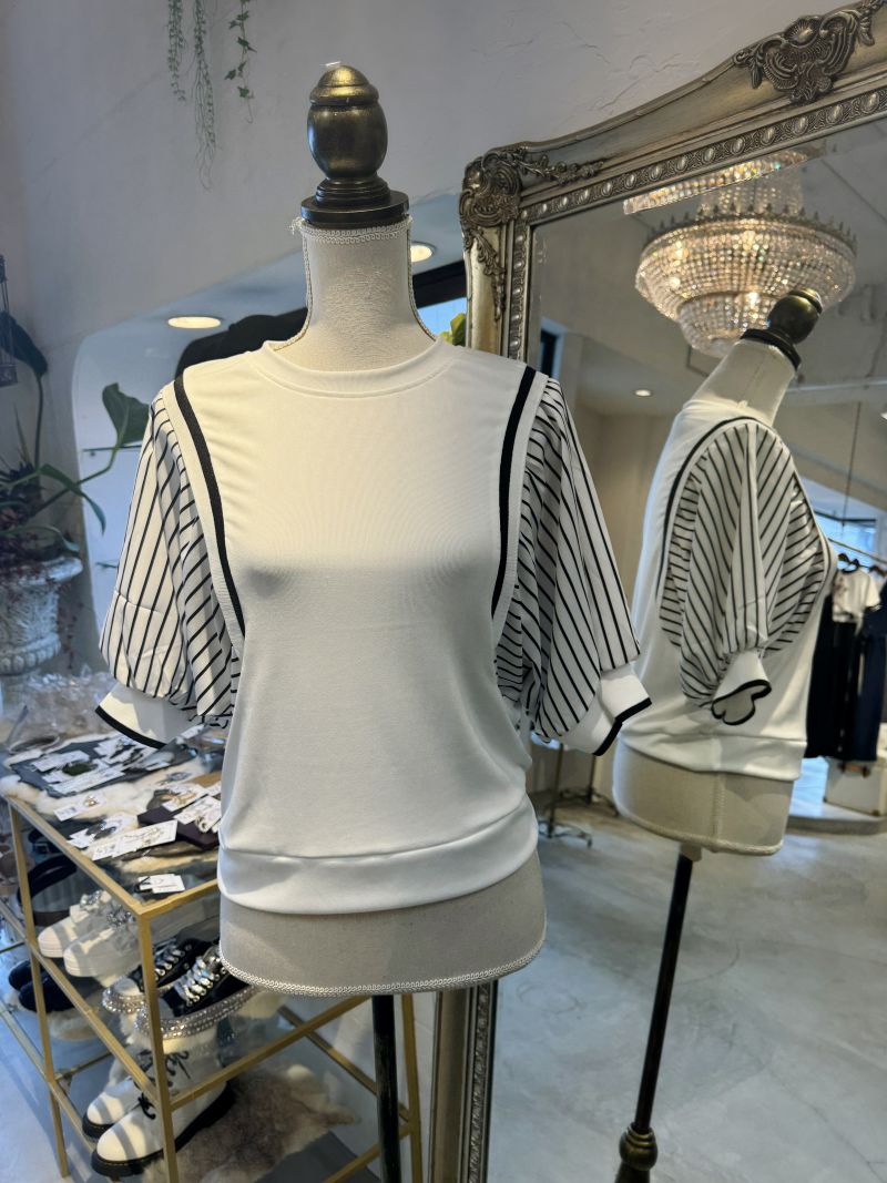 StripeSleeveSwitchingカットソー