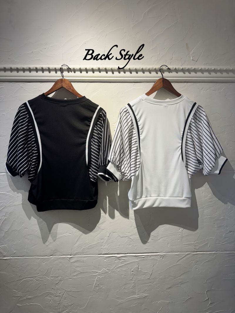 StripeSleeveSwitchingカットソー