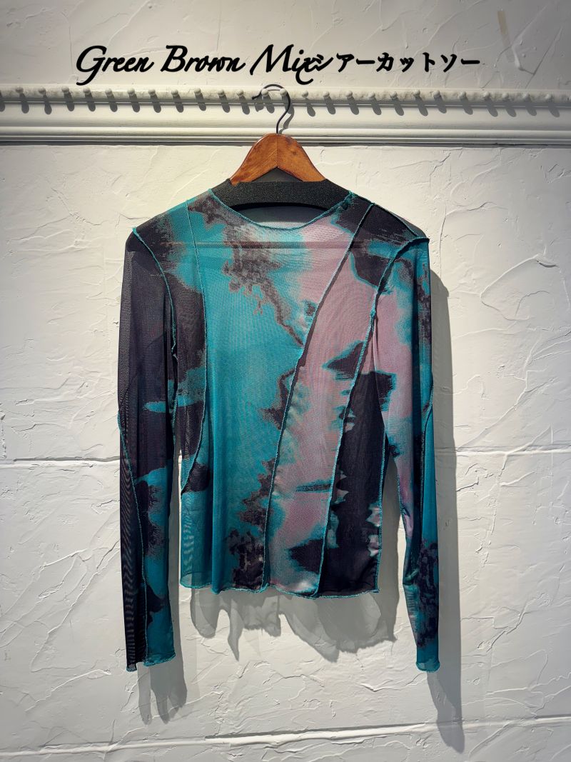 GreenBrownMixシアーカットソー
