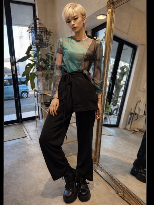 GreenBrownMixシアーカットソー