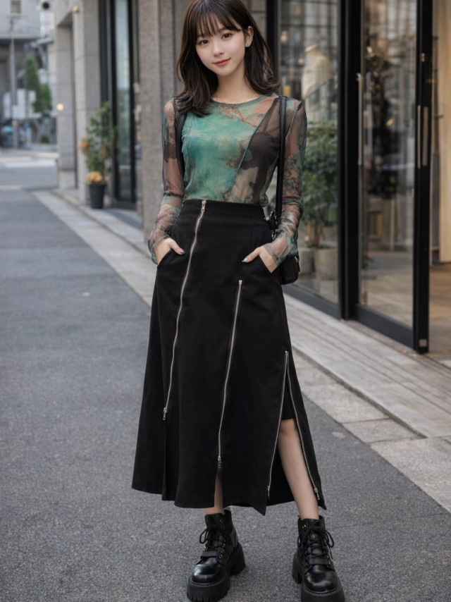 GreenBrownMixシアーカットソー