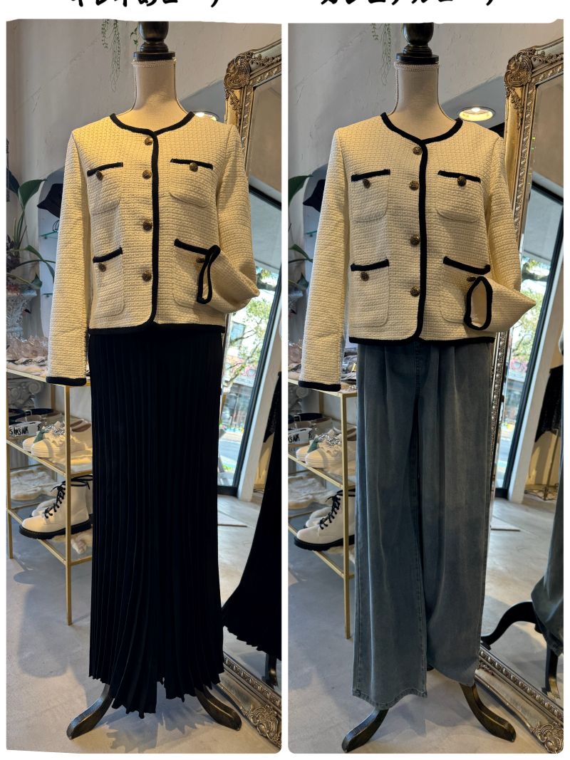 BronzeボタンBycolorツイードJacket