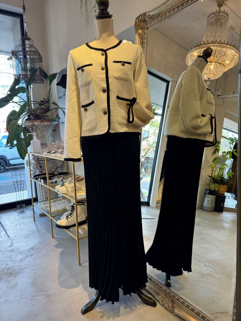 BronzeボタンBycolorツイードJacket