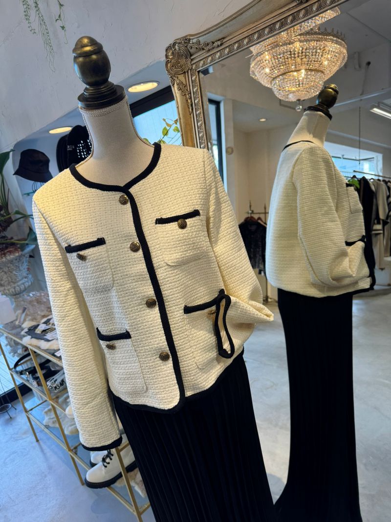 BronzeボタンBycolorツイードJacket