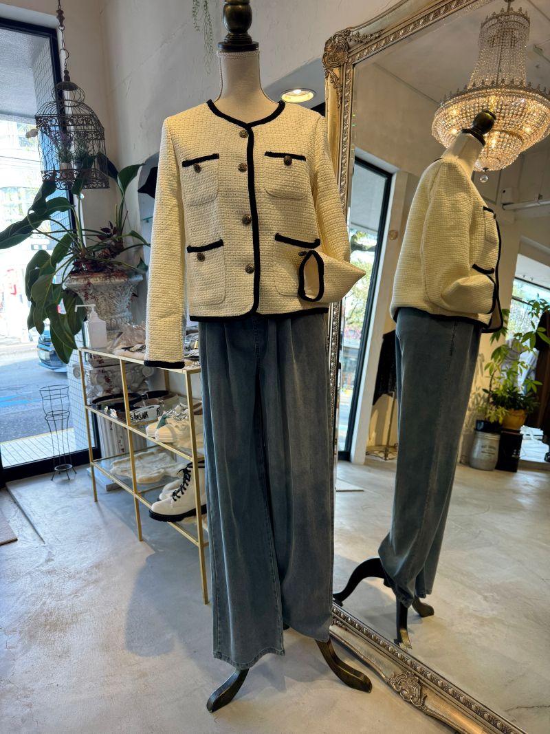 BronzeボタンBycolorツイードJacket