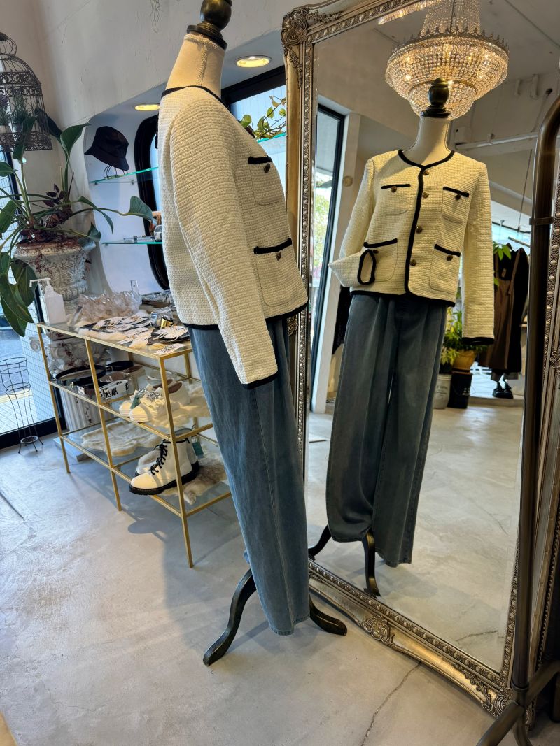 BronzeボタンBycolorツイードJacket