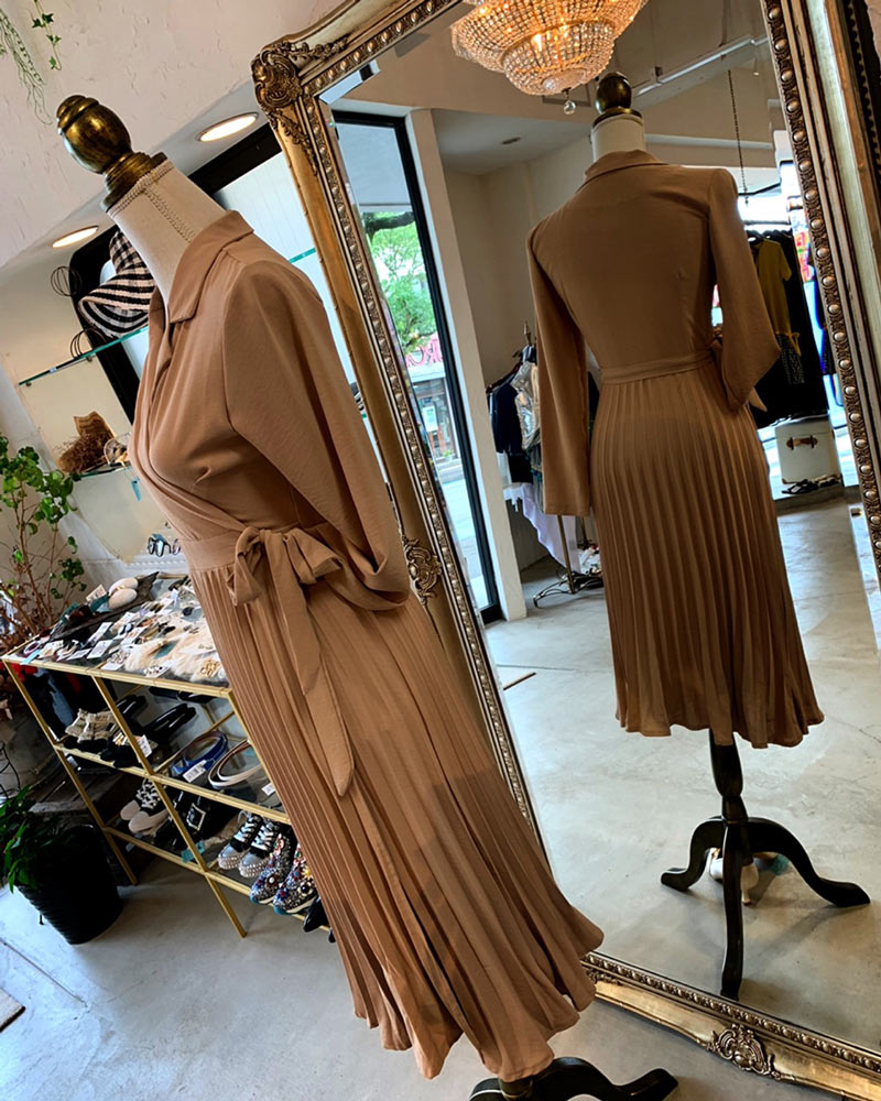 Jacket カラープリーツ ワンピース