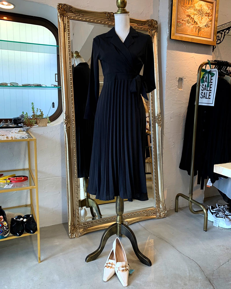 Jacket カラープリーツ ワンピース
