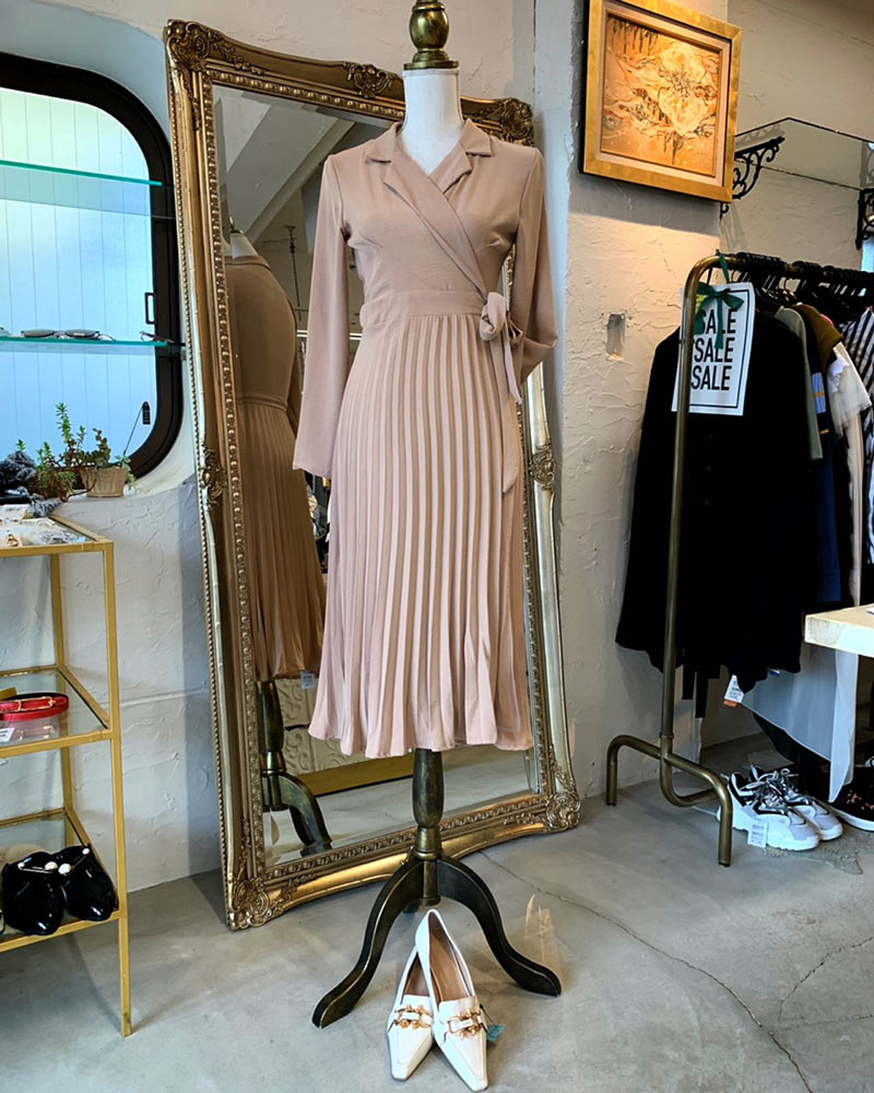 Jacket カラープリーツ ワンピース