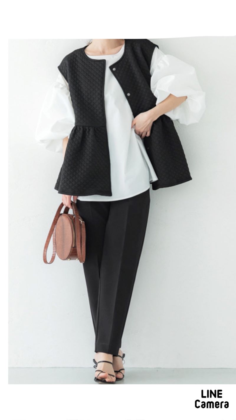 Quilting中綿ペプラムジレJacket