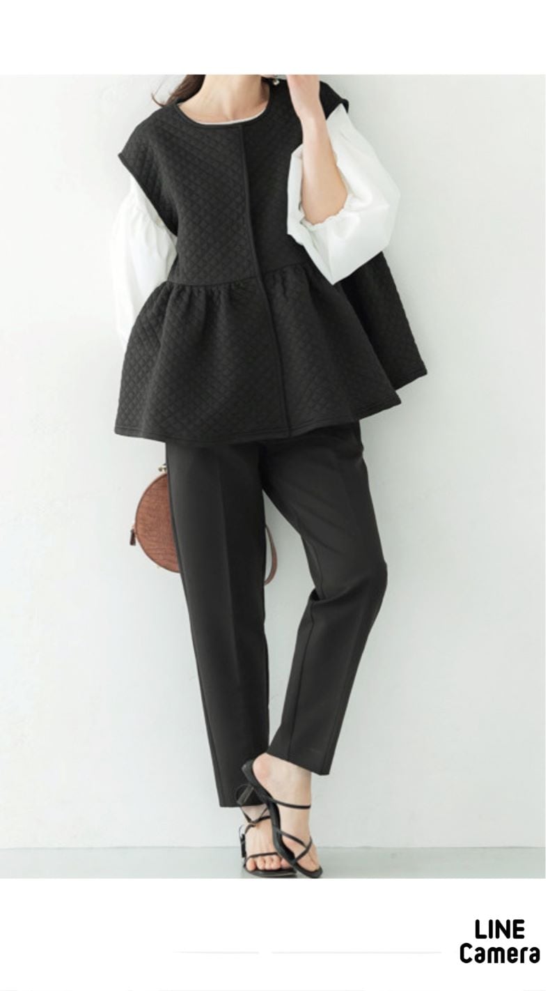 Quilting中綿ペプラムジレJacket