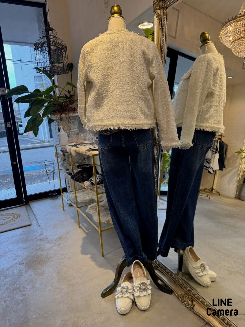 GoldボタンツイードJacket