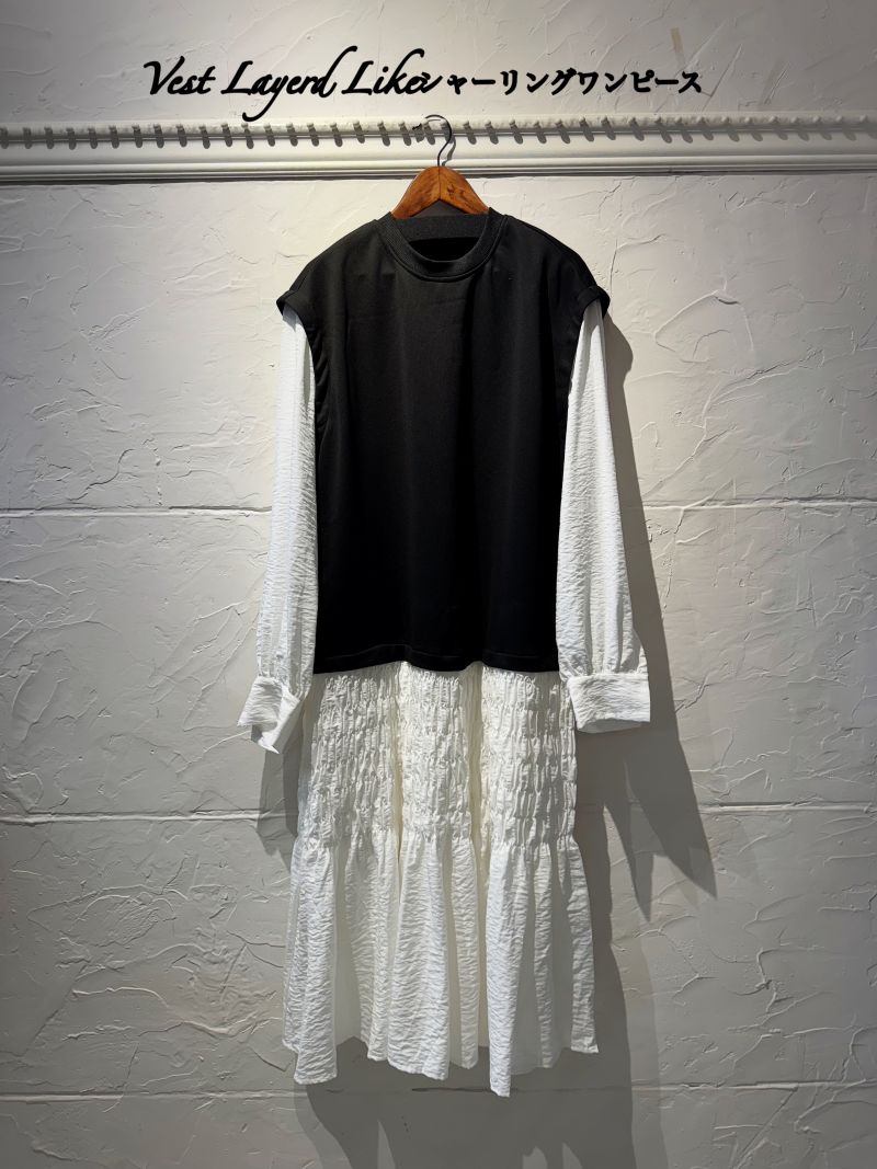 VestLayerdLikeシャーリングワンピース