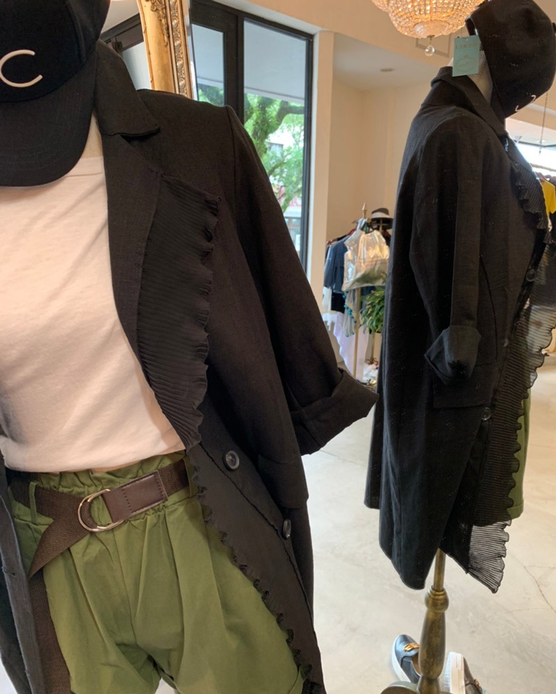 onesideフリルリネンJacket