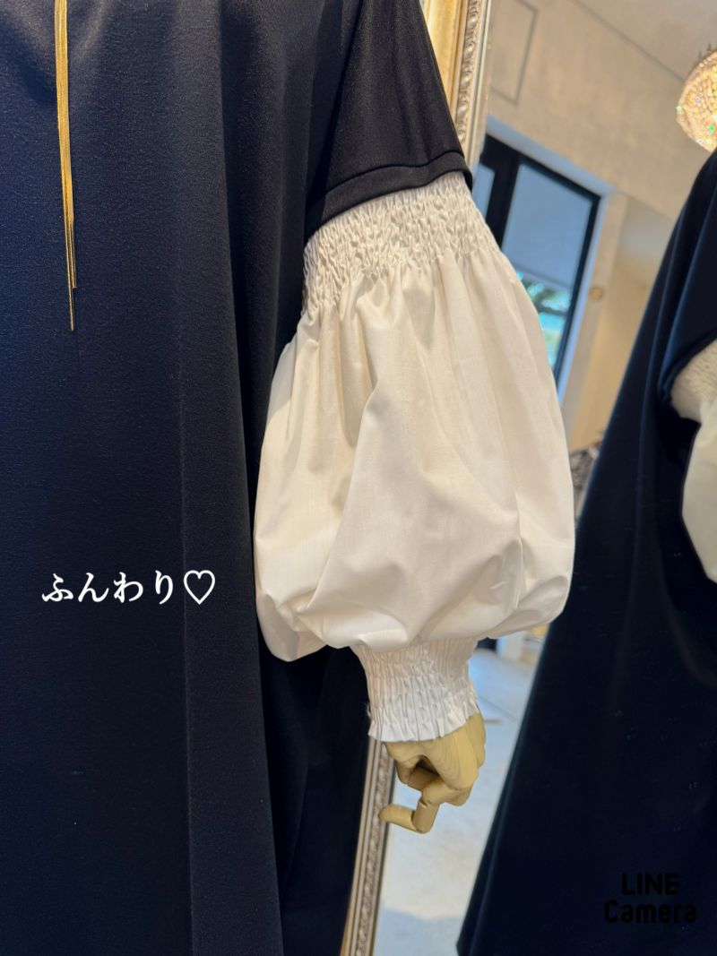 GatherバルーンSleeveBycolorワンピース