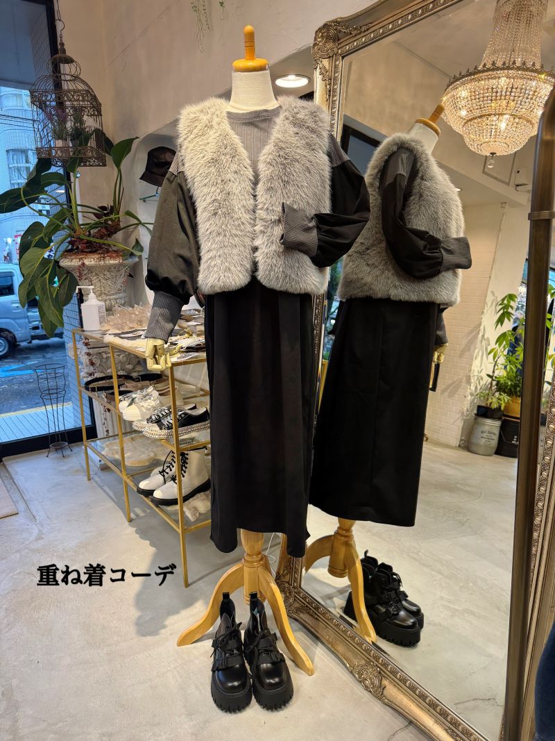 KnitSwitchingBycolorワンピース