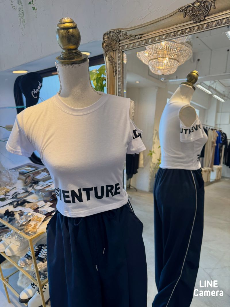 OneshoulderOpenLetterショートT