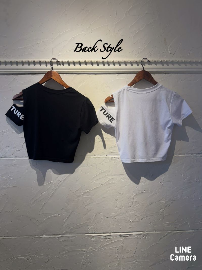 OneshoulderOpenLetterショートT