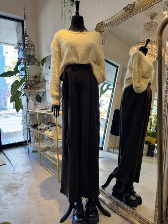 Sideリボンドレープパンツ