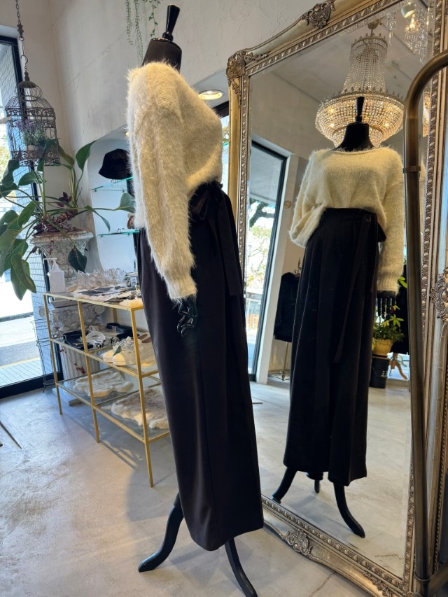 Sideリボンドレープパンツ