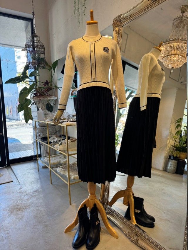 Cameliaニットプリーツスカートワンピース