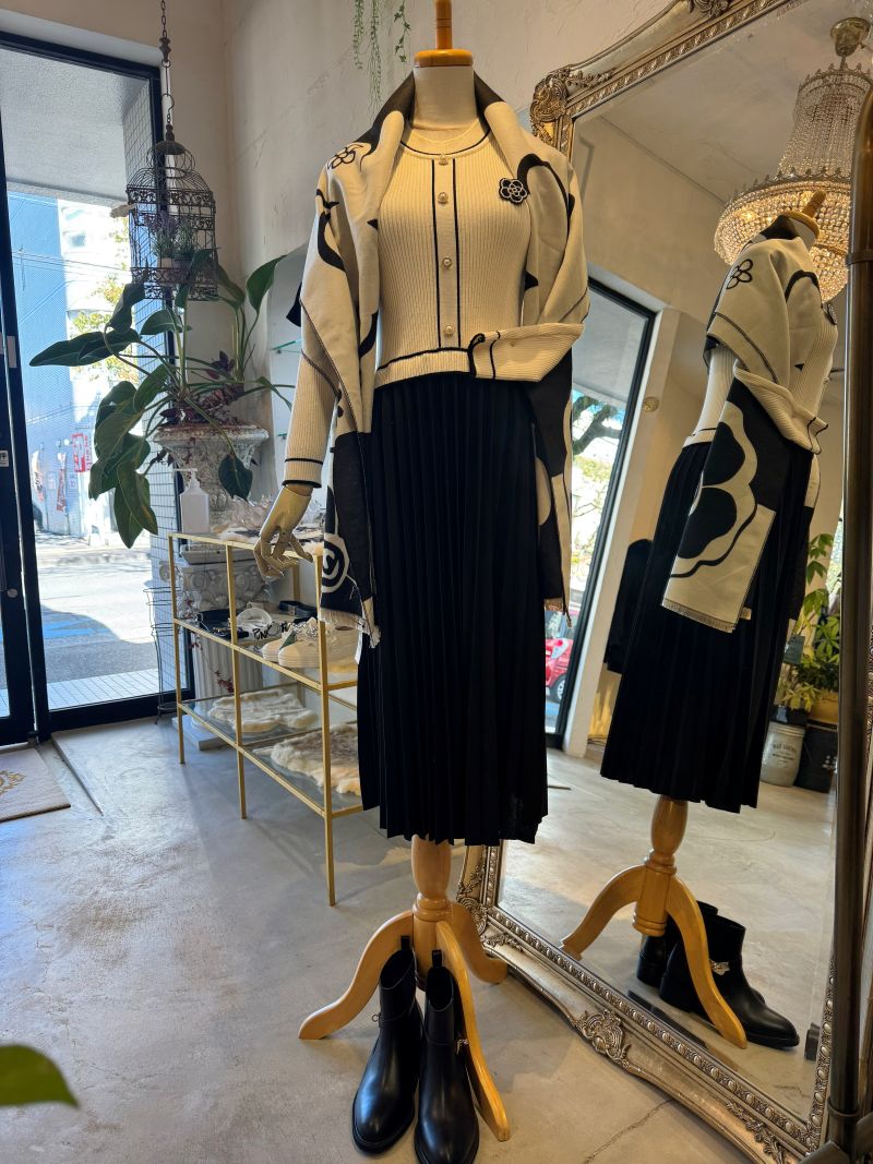 Cameliaニットプリーツスカートワンピース