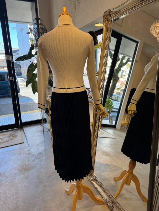 Cameliaニットプリーツスカートワンピース