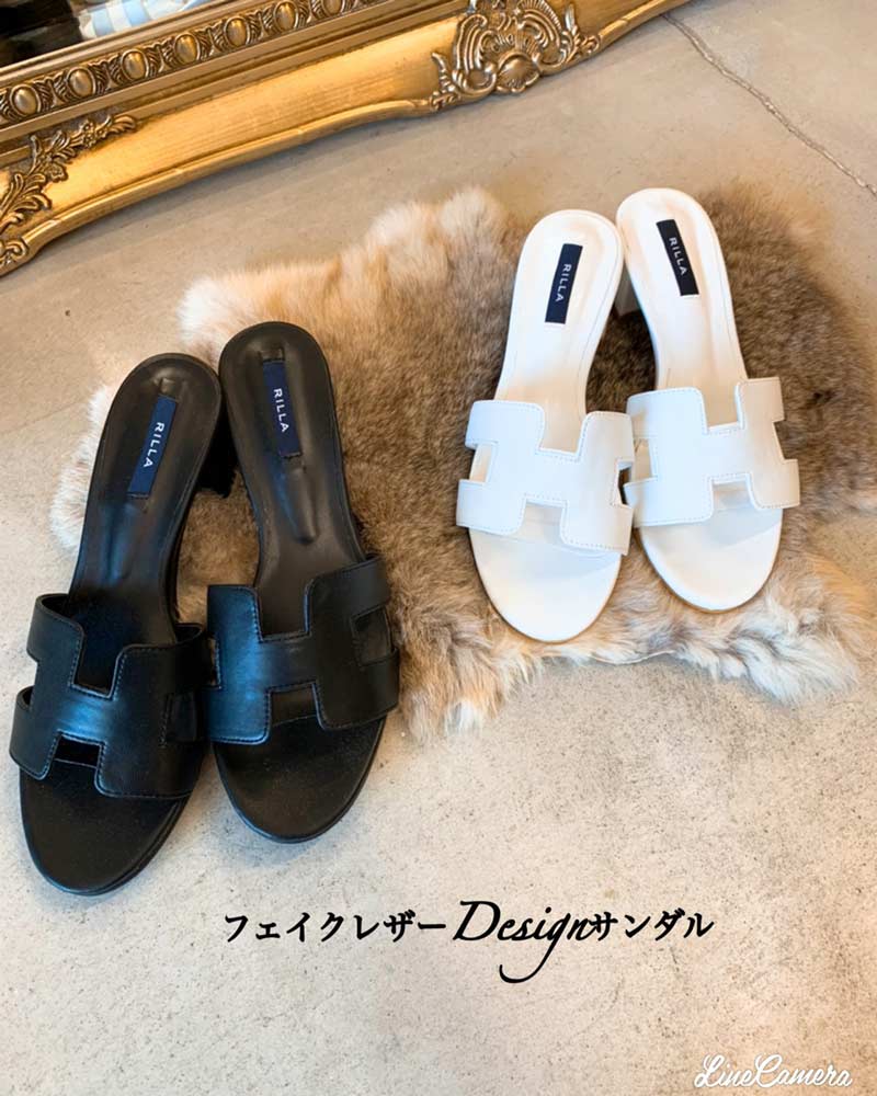フェイクレザー デザインサンダル